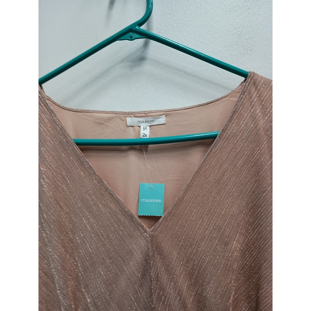 Maurices Top Womens Sz 2X Beige Metallic BOHO Fairy Romantic Balloon Sleeve New - Picture 5 of 12